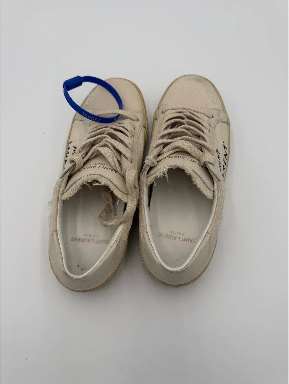 Saint Laurent SL06 Court Classic Light Beige Sneakers Womens Size 6.5/36.5